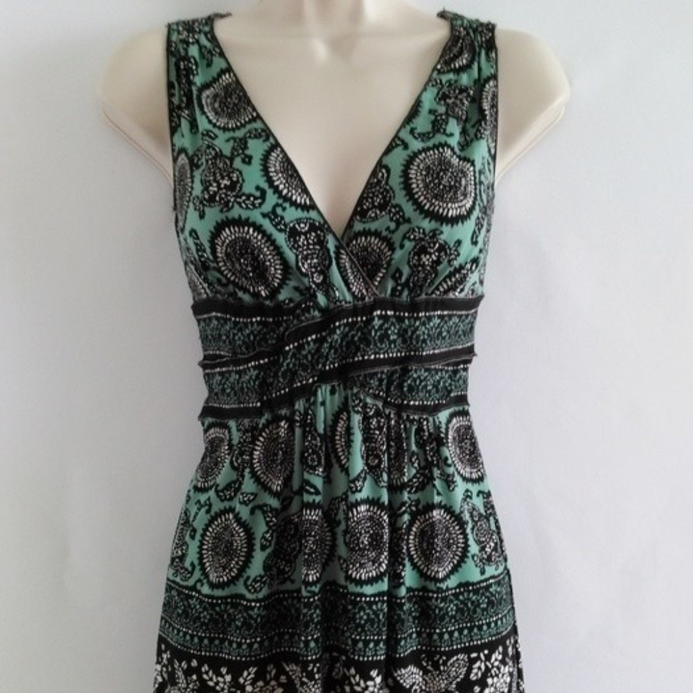 Sophie Max Super Sexy V Neck Tunic Green Blouse XS